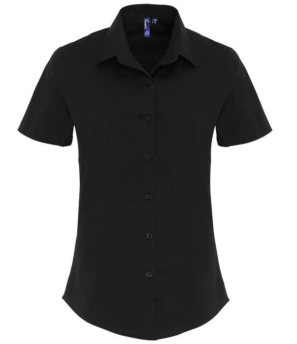 Women's stretch fit cotton poplin short sleeve blouse