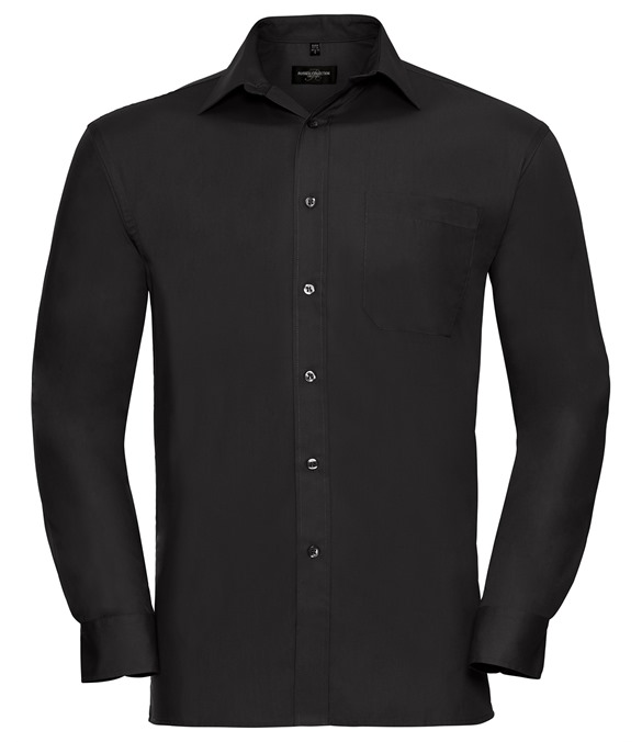 Long sleeve pure cotton easycare poplin shirt
