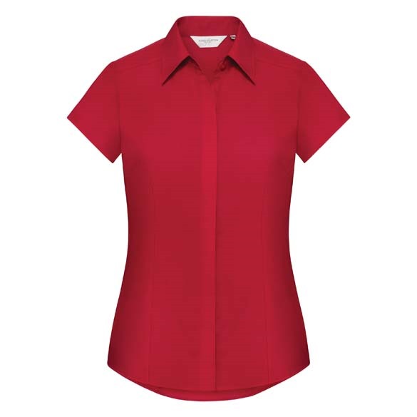 Women&#39;s cap sleeve polycotton easycare fitted poplin shirt