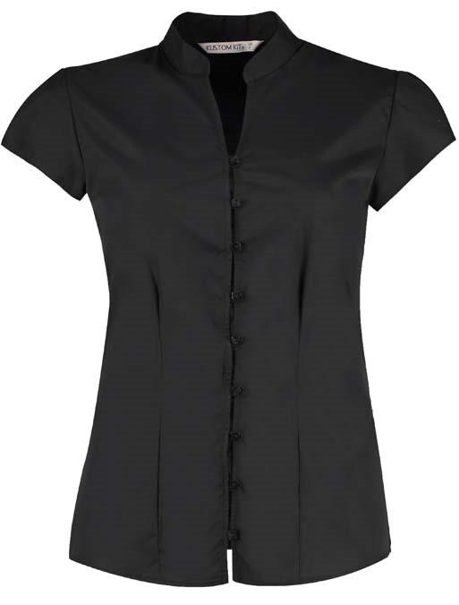 Women&#39;s continental blouse mandarin collar cap sleeve (tailored fit)