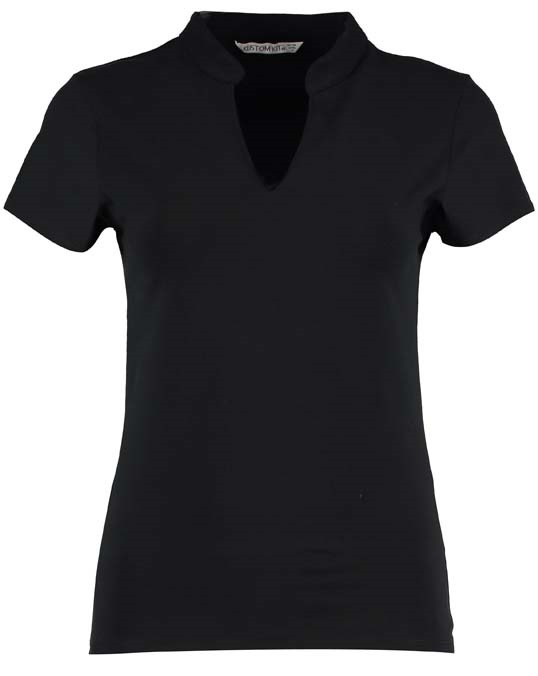 Women&#39;s corporate short-sleeved top v-neck mandarin collar (regular fit)