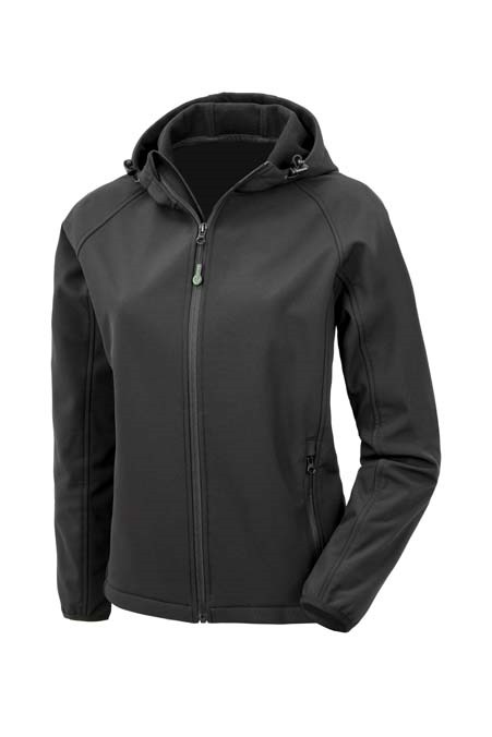 Women?s recycled 3-layer printable hooded softshell